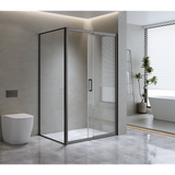 Adjustable 1500x1010mm Single Door Corner Sliding Glass Shower Screen in Black