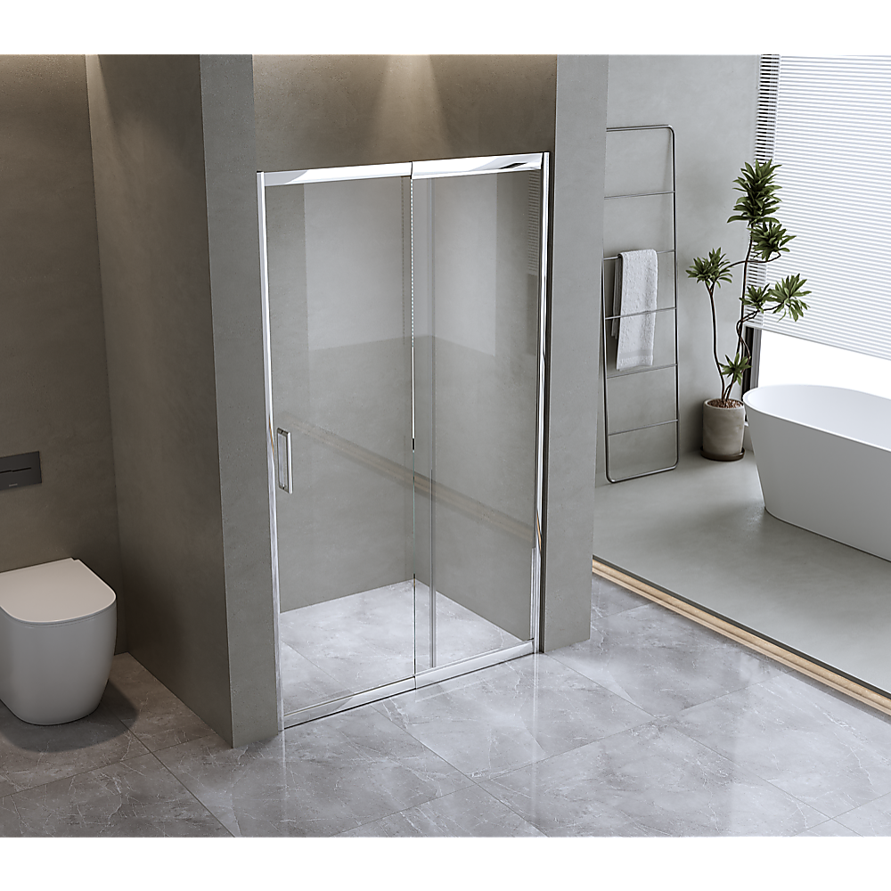 130-140cm Adjustable Wall to Wall Sliding Glass Shower Door in Chrome