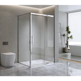Adjustable 1400x800mm Single Door Corner Sliding Glass Shower Screen in Chrome