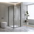 40mm Adjustable Contemporary Corner Sliding Black Shower Screen 120x80cm