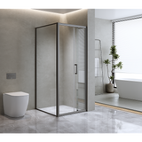 40mm Adjustable Contemporary Corner Sliding Black Shower Screen 86x92cm