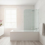 90cm Frameless Glass Bath Screen – Brass U-Brackets in White for Stylish Bathroom Upgrade