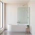 90cm Frameless Glass Bath Screen – Wall Channel with Brass Hinges in Nickel Finish