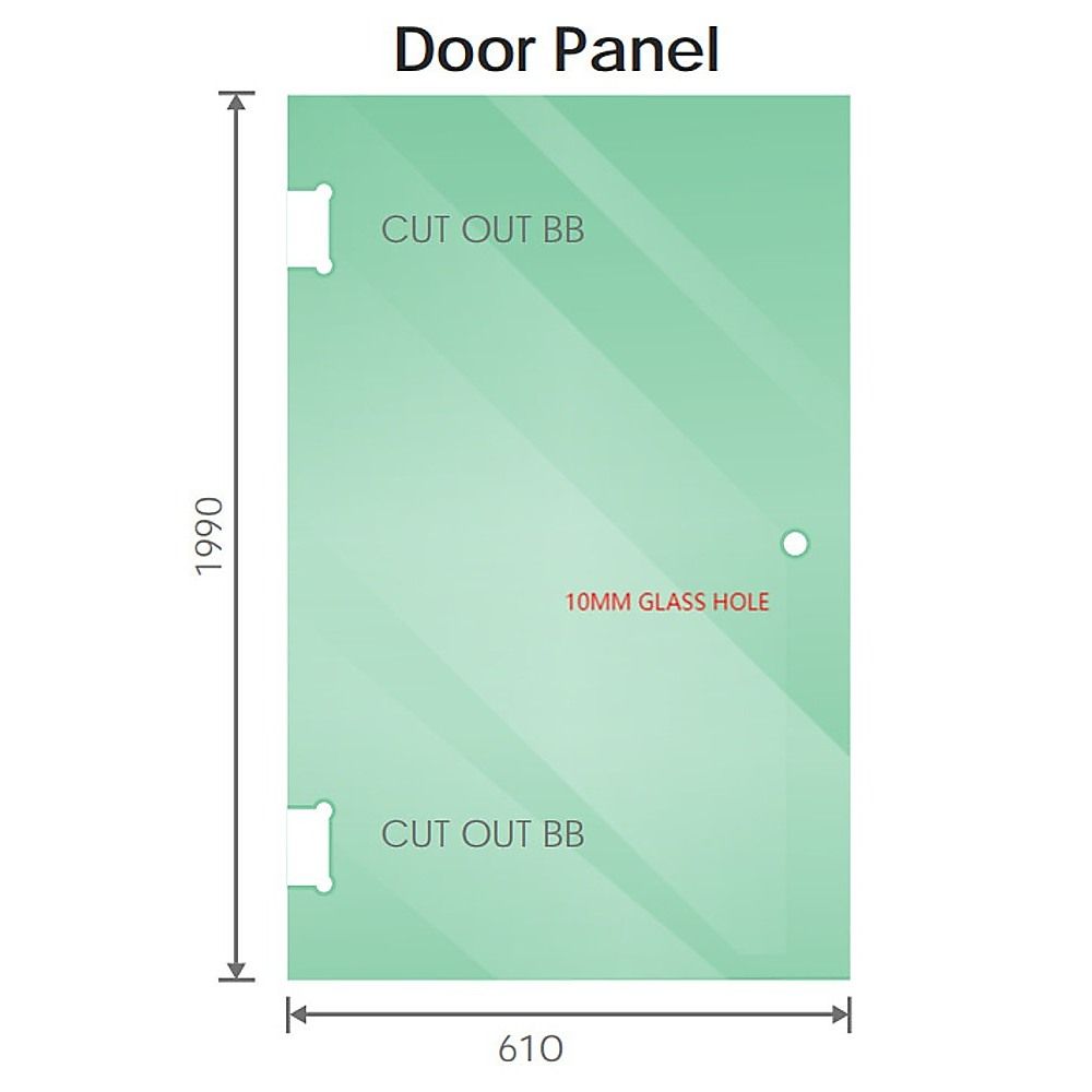 90x80cm Corner Frameless Shower Screen with Black U-Brackets and Floor U-Bracket and SS Hinges, Round Knob Handle