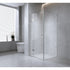 90x70cm Corner Frameless Shower Screen with White Brackets and Brass Hinges, Square Knob Handle