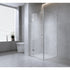 110x70cm Corner Frameless Shower Screen with Black Wall Channel and Floor F-Bracket and Brass Hinges, Square Knob Handle