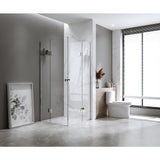 110x110cm Double Door Corner Shower Screen – Wall Channels with SS Hinges in White, Square Double Pull Handle