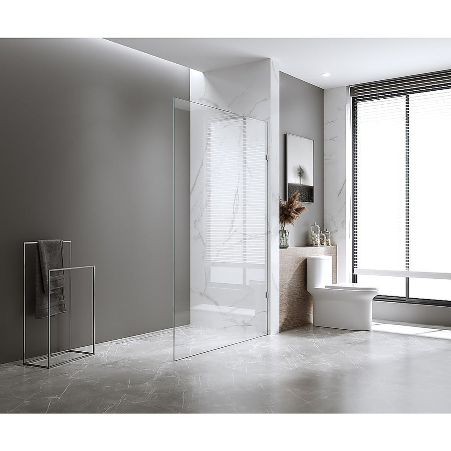 70x210cm Single Shower Glass Screen with White Wall & Floor F Brackets