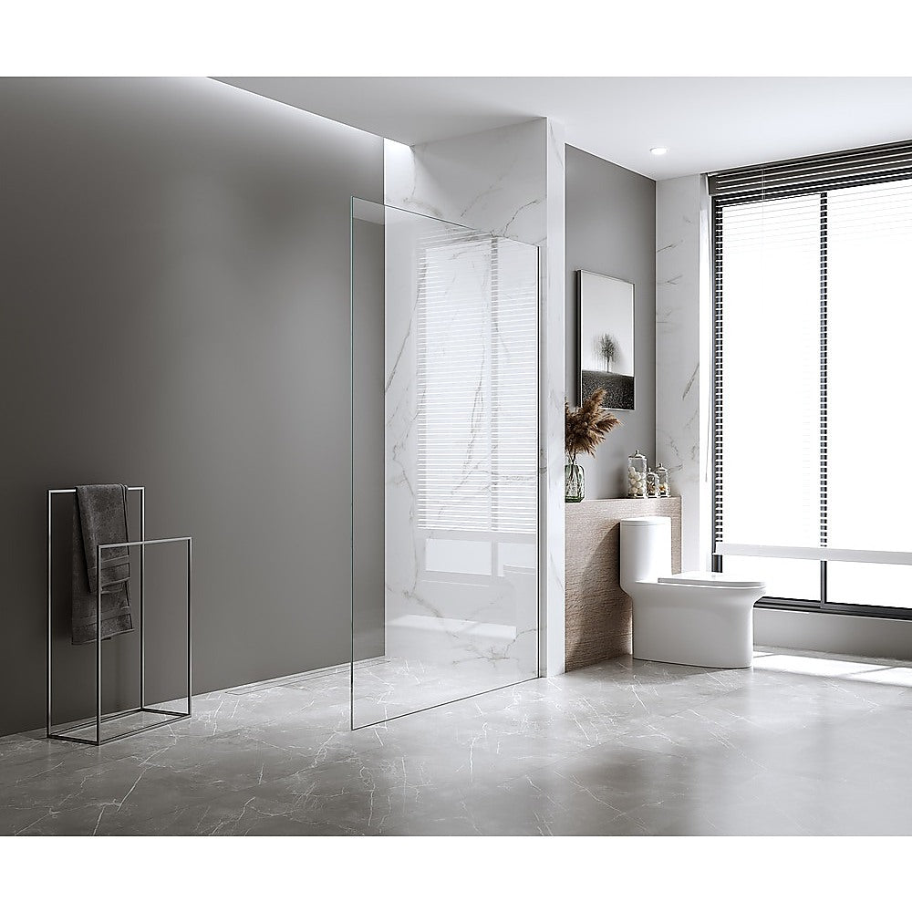 80x200cm Glass Shower Screen with Gunmetal Wall & Floor Channel