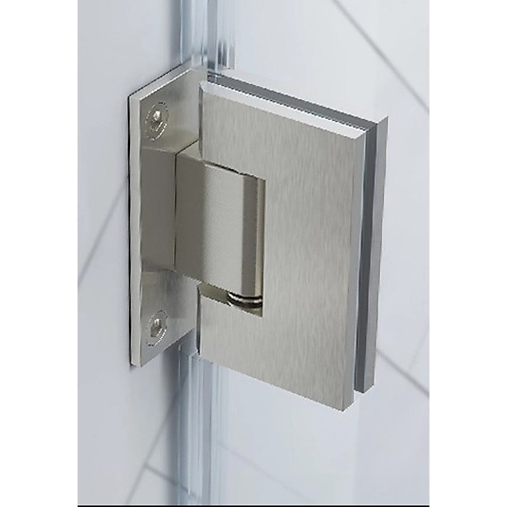 90° Brass Glass Shower Door L-Hinge in Nickel