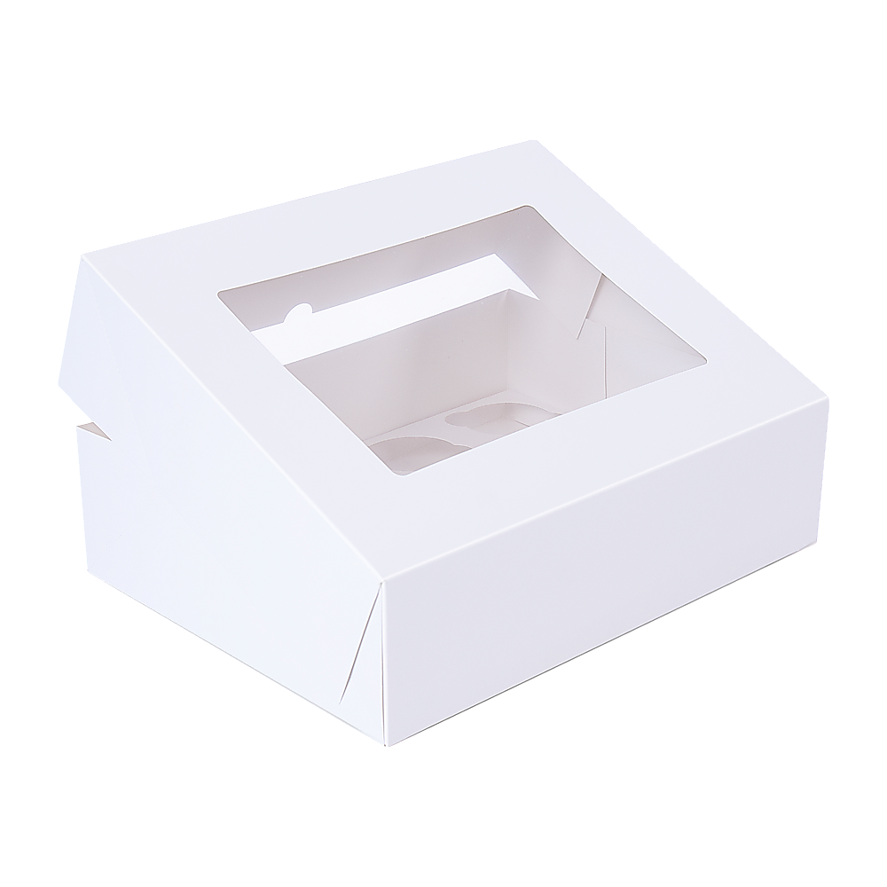 50pcs Cupcake Boxes 12-Hole Laminated Clear Window Face Boxes Favour