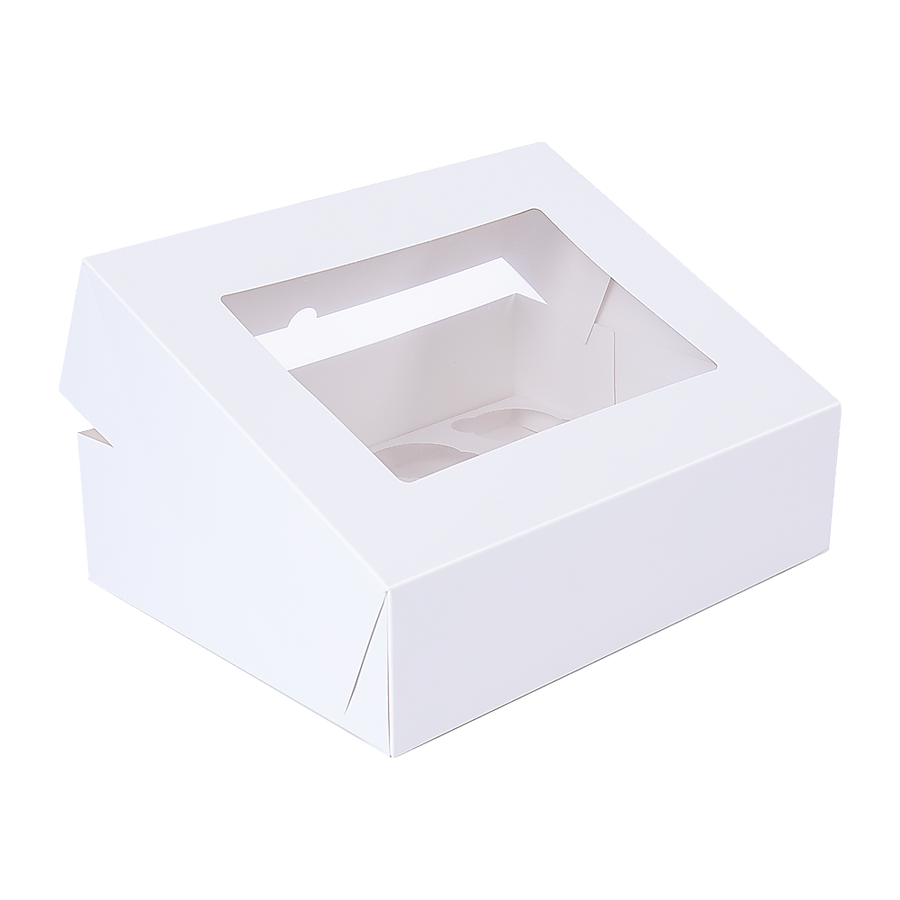 50pcs Cupcake Boxes 12-Hole Laminated Clear Window Face Boxes Favour