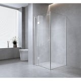120x80cm Corner Frameless Shower Screen â€“ White Wall Channel with SS Hinges for Modern Bathroom Style