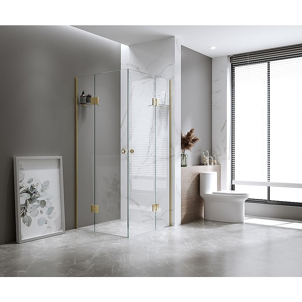 100x100cm Double Door Corner Shower with White Channels and SS Hinges
