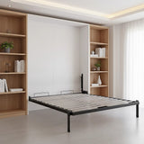 Double Wall Bed in White â€“ Space Saving Murphy Bed Kit with Gold Door Handle
