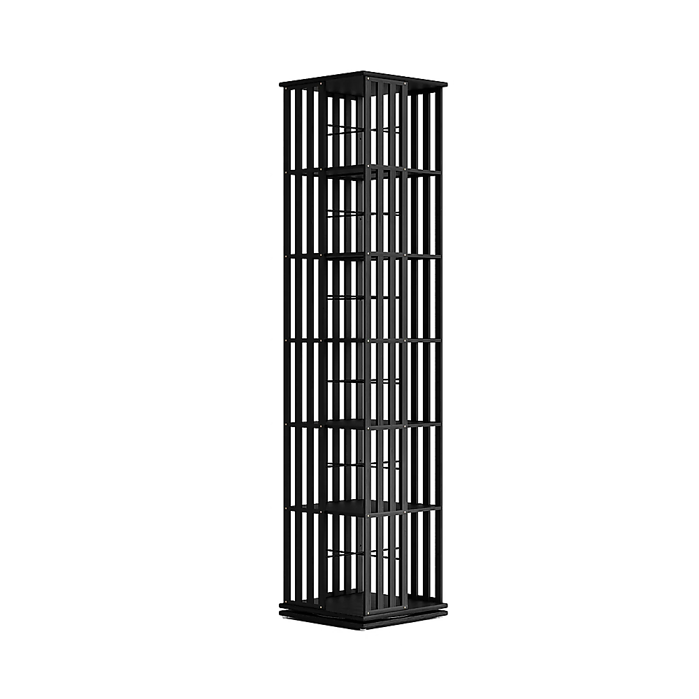 360 Rotating Bookshelf Bamboo Storage Display Rack Shelving in Black