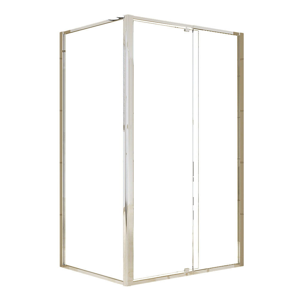 Adjustable Semi Frameless Shower Screen 114-122cm x 89-92cm With Gold Hardware For Modern Bathrooms