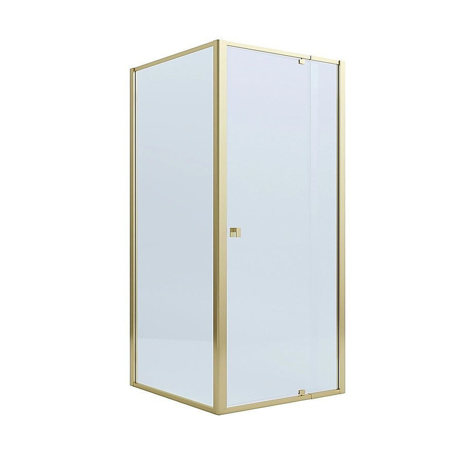Adjustable Semi Frameless Shower Screen 98-106cm x 89-92cm With Gold Hardware For Modern Bathrooms