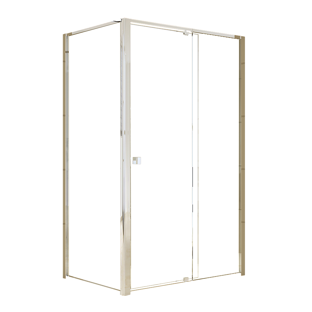 Adjustable Semi Frameless Shower Screen 114-122cm x 98-101cm With Gold Hardware For Modern Bathrooms