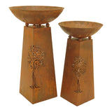 Set 2 Nested Rust Tree of Life Firebowls 83cm