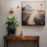 Farm Scene Pressed Metal Textured Wall Art 45cm