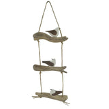 Birds On Driftwood w Rope Wall Art 17x47cm