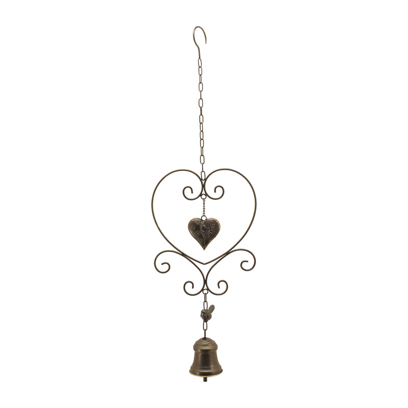 Hanging Hearts w Bird + Bell 73cm