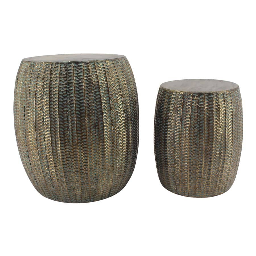 Set 2 Nested Lustre Barrel Side Table / Stools 46cm