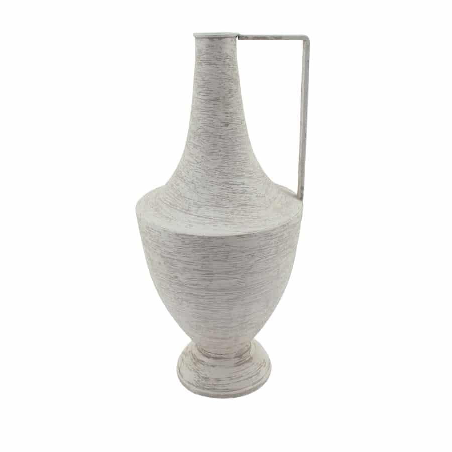 Brushed White Urn w Linear Handle 44cm