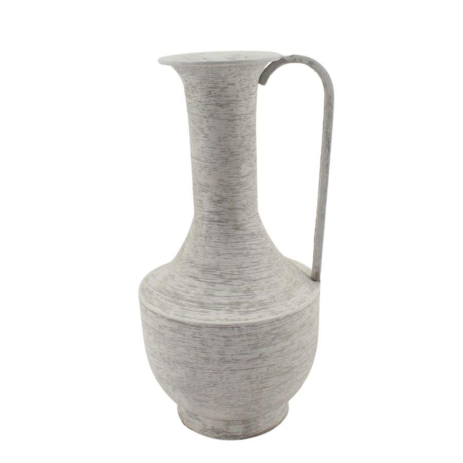 Brushed White Urn w Rounded Handle 39cm