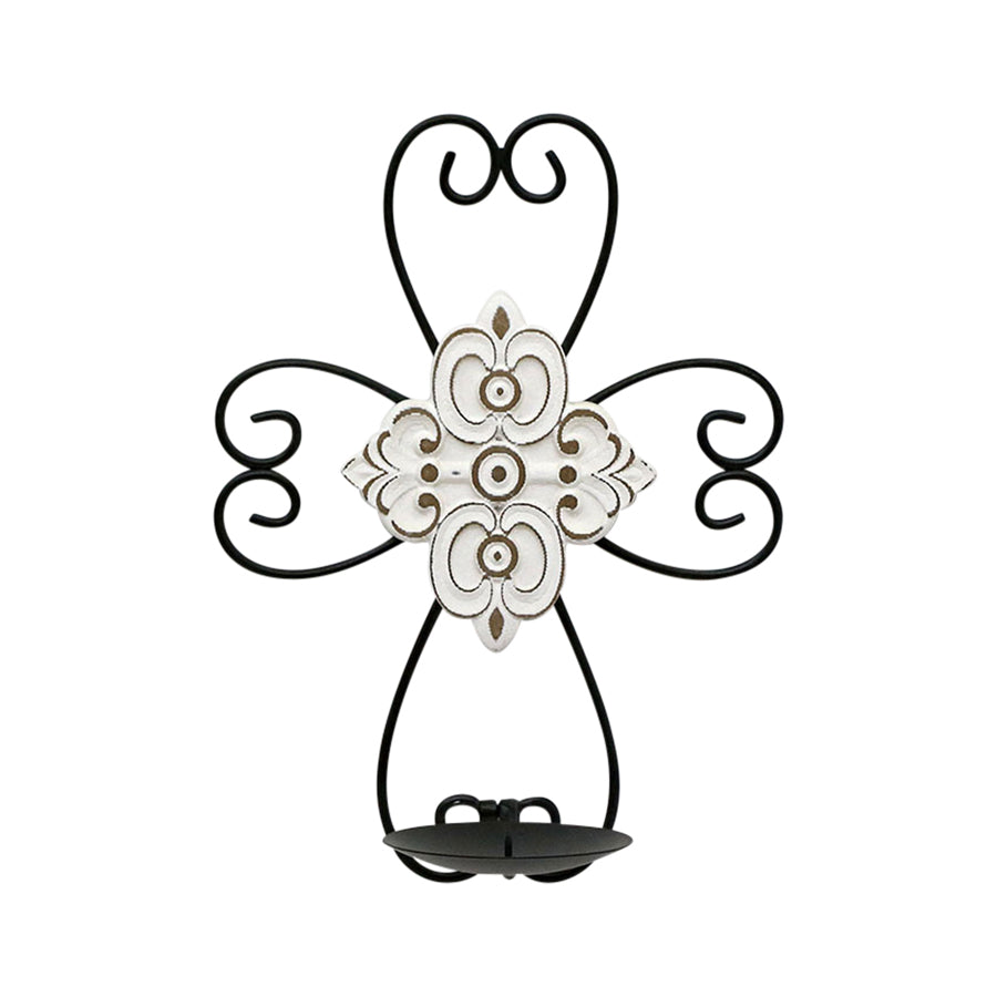 Fleur Moulded Cross Wall Sconce 33cm