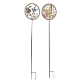 Set 2 Asst Round Bird + Butterfly Garden Stakes 110cm