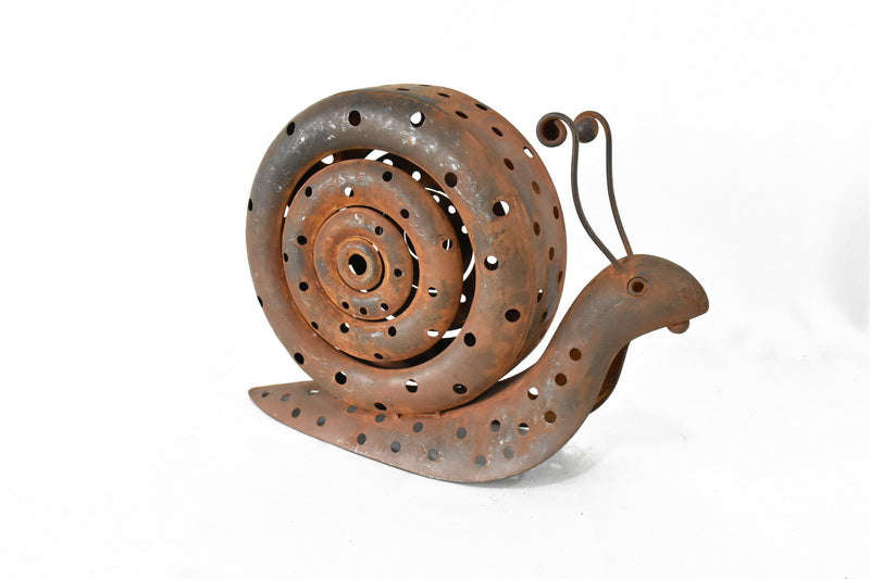 Rust Snail Candle Holder 32cm