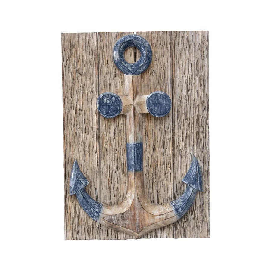 Hand-Carved Anchor Plaque Wall Art 40x60cm