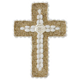 Handcrafted Shell & Narrow Weave Border Wall Hanging Cross 30x3cm