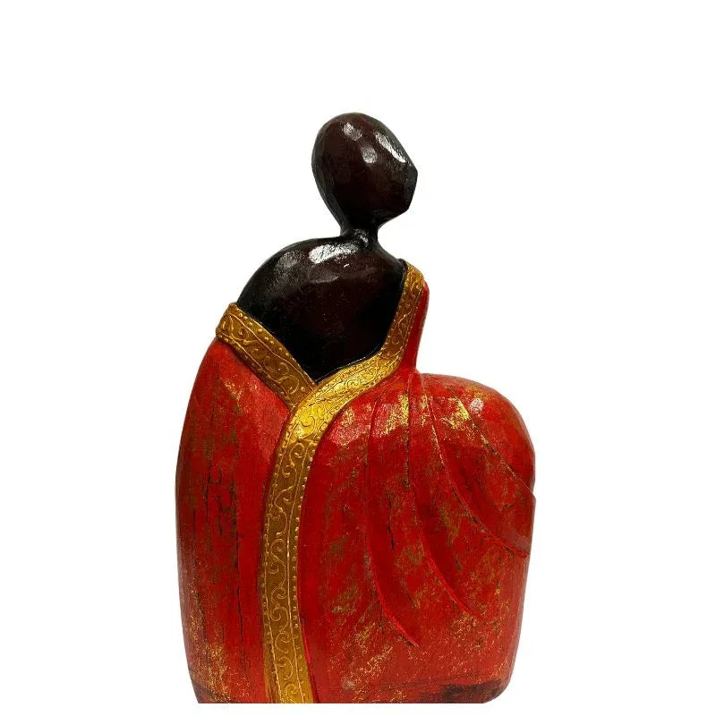 Tribal Lady Draped in Red Ornament 20x30cm