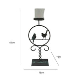Pillar Candleholder w 2 Birds 46cm