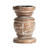 Mangowood Squat Pillar Candle holder 15cm