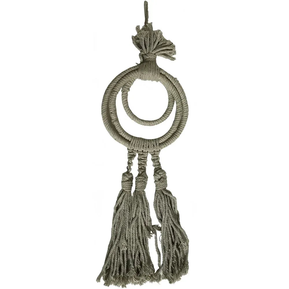 Three Ring Triple Tassel Taupe Colour 43cm