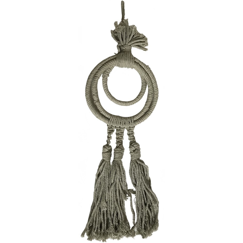 Three Ring Triple Tassel Taupe Colour 43cm