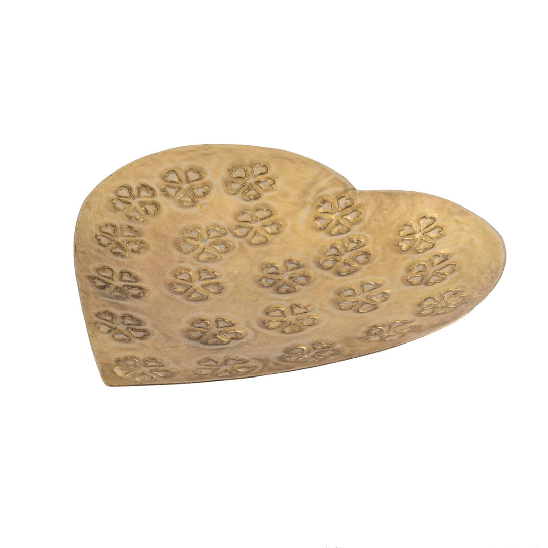 Handcrafted Metal Pressed Heart Shape Bowl 17cm
