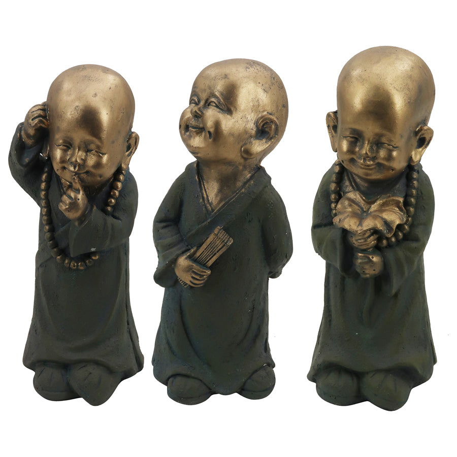 Set 3 Assorted Monk Statues 14x33cm