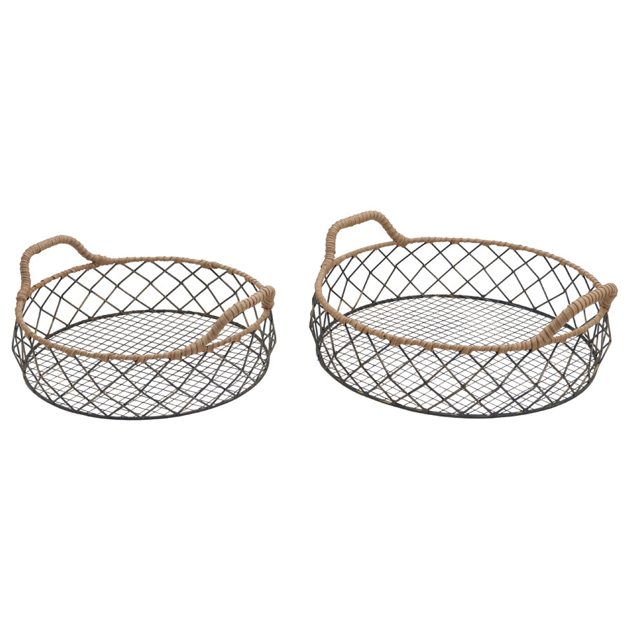 Set 2 Nested Round Tropea Trays 39x13cm