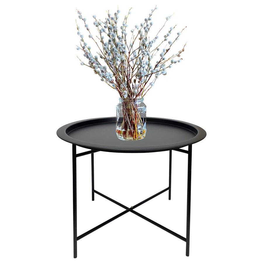 Round Lipped Cross Frame Side Table 47cm