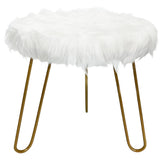 Faux Fur Shaggy White 3 Legged Child Stool / Footstool 30cm