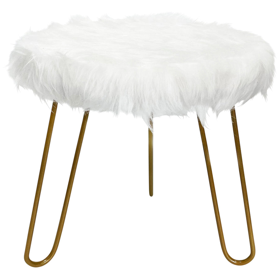 Faux Fur Shaggy White 3 Legged Child Stool / Footstool 30cm