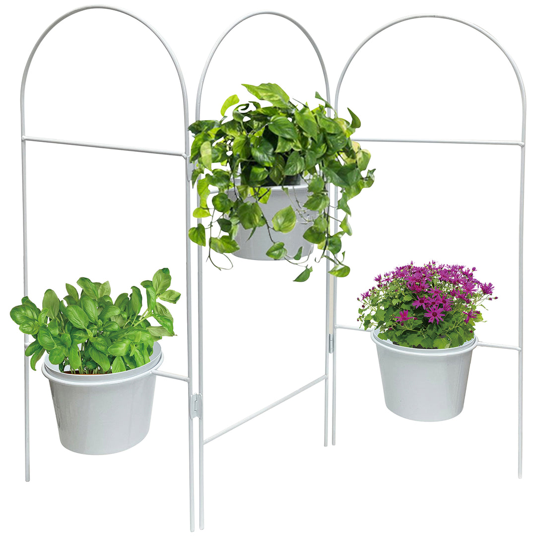 Three Tier White Planter Stand w/ Pots 68x55cm