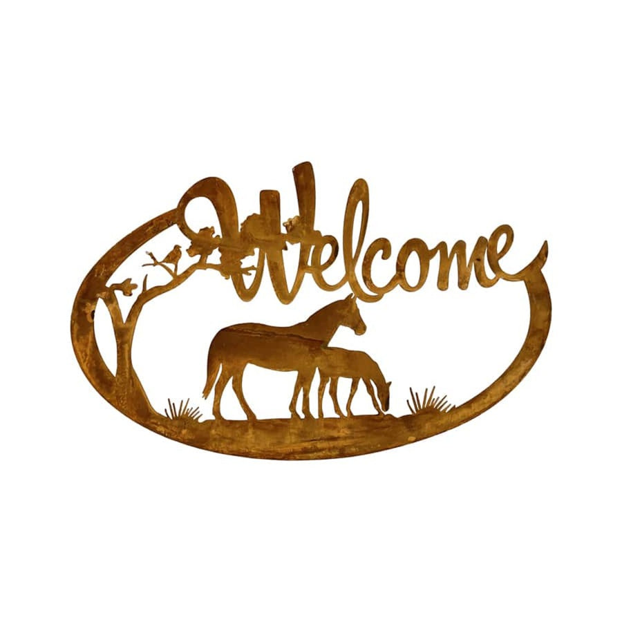 Laser Cut Welcome w Horses Wall Art 60cm
