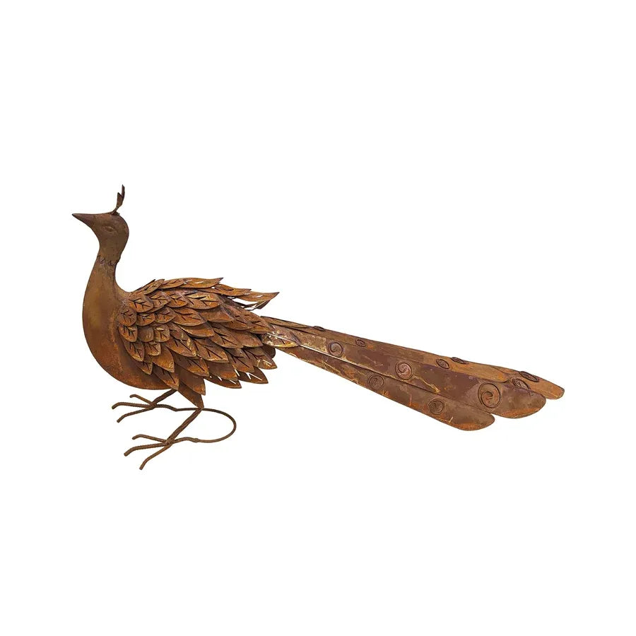 Rust Peacock Garden Statue 88x44cm