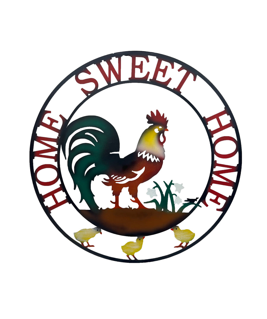 Laser Cut Rooster Home Sweet Home Wall Art 60cm